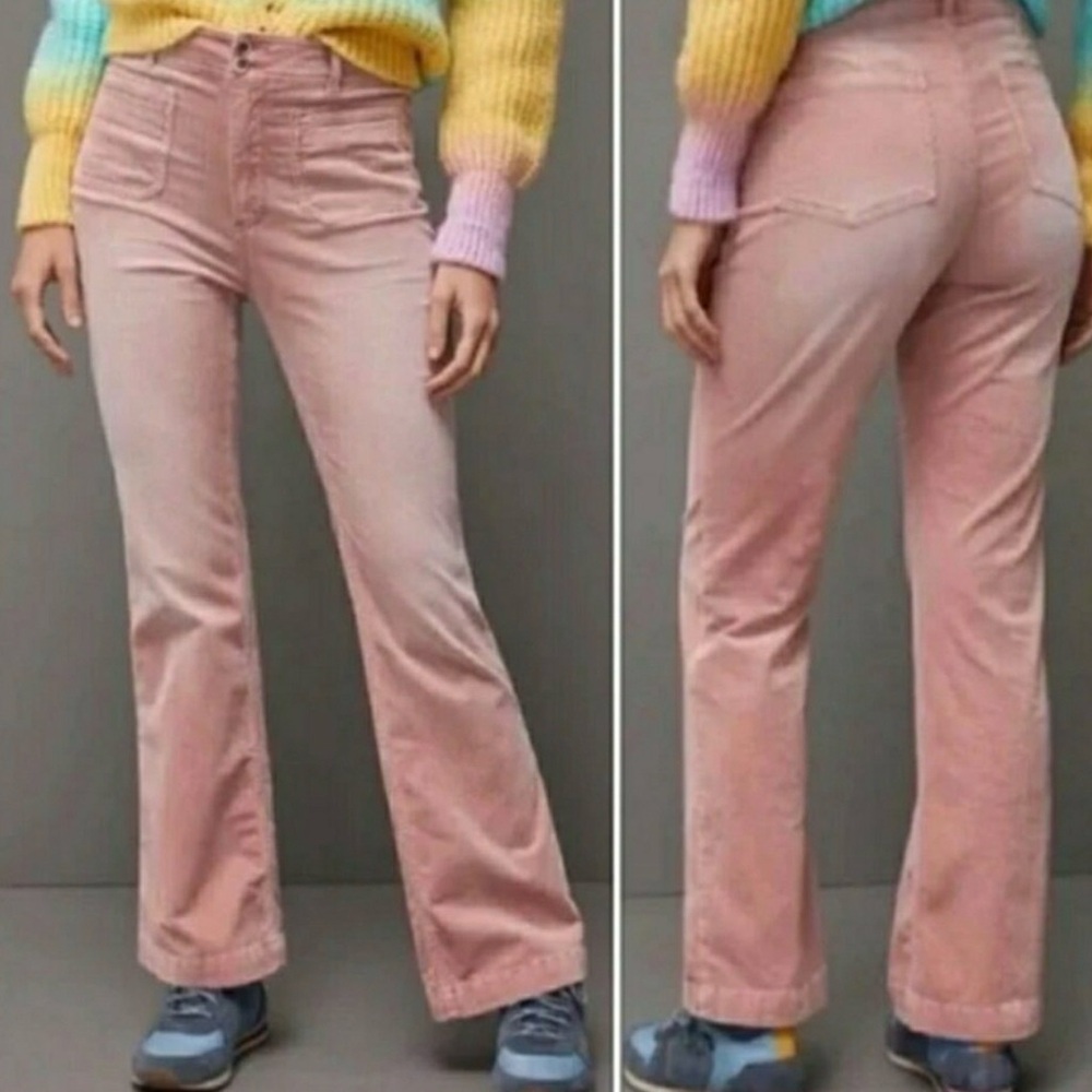 Pilcro by Anthropologie Corduroy Bootcut/Flare Pants-Mauve/Pink Color-Size 25
